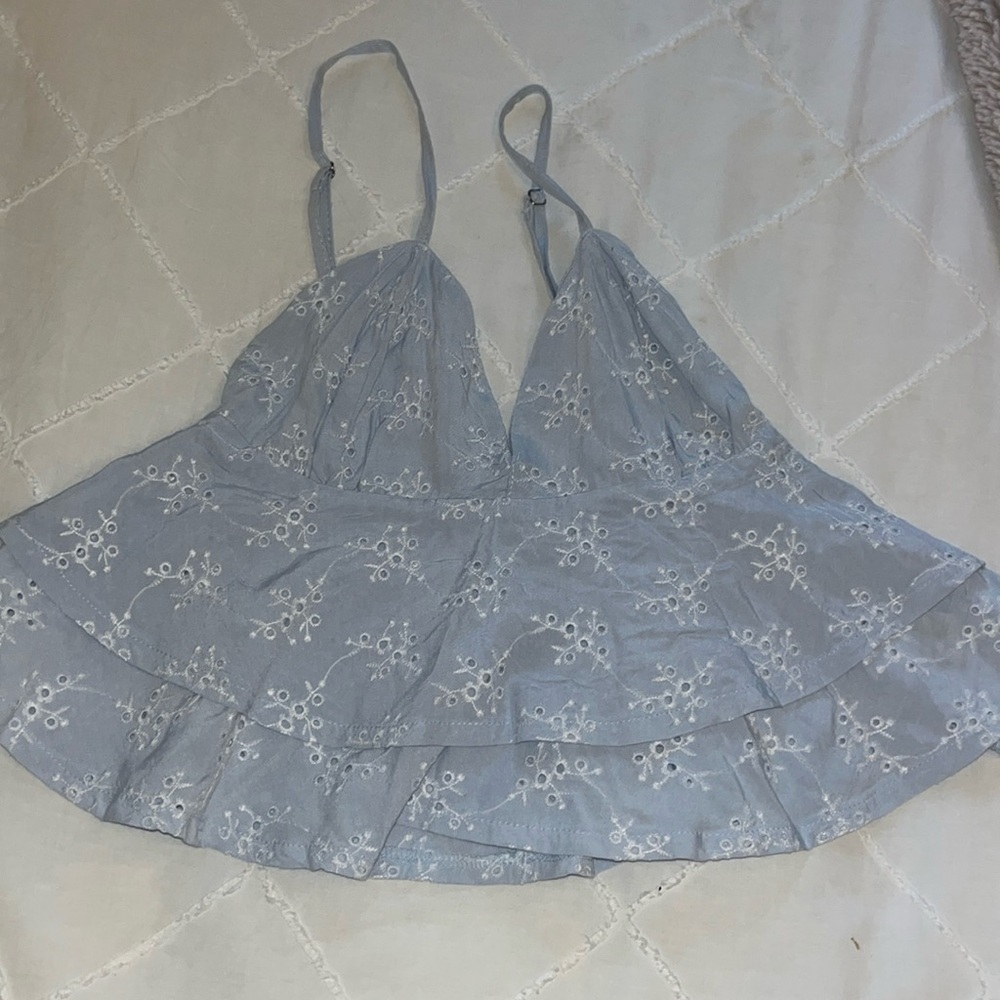 light blue flowy cropped  top